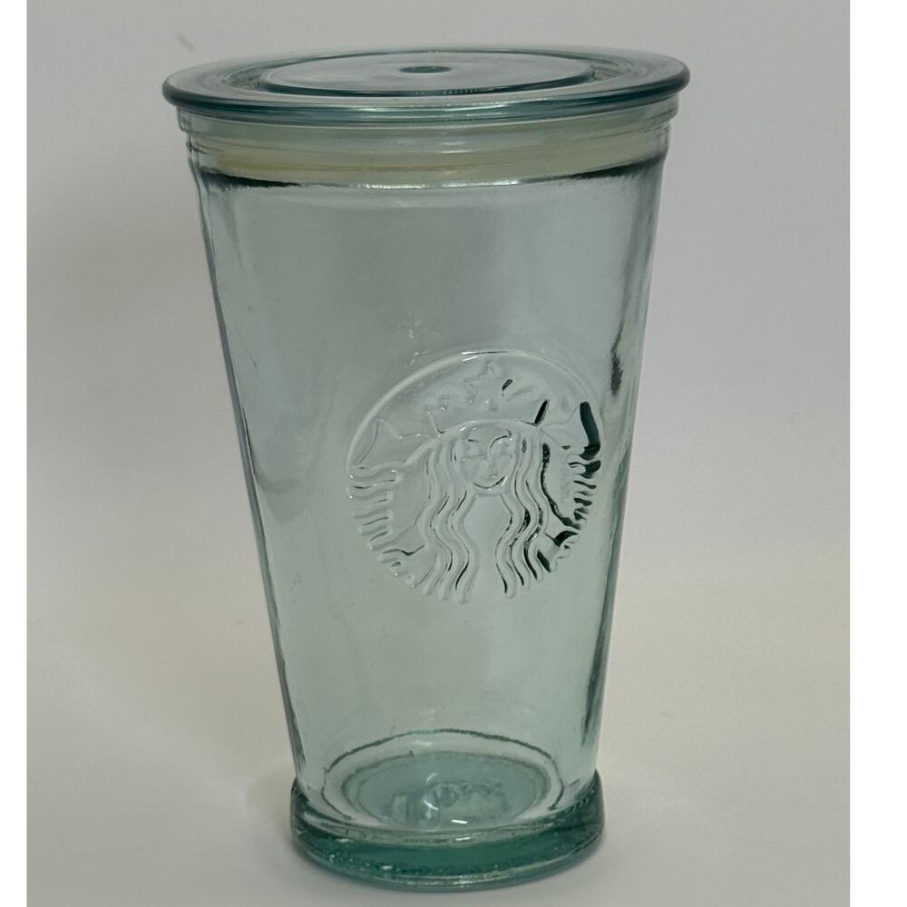 Starbucks Recycled Glass Cold-to-Go Coffee Tumbler Lidded Made in Spain 16‎ oz.